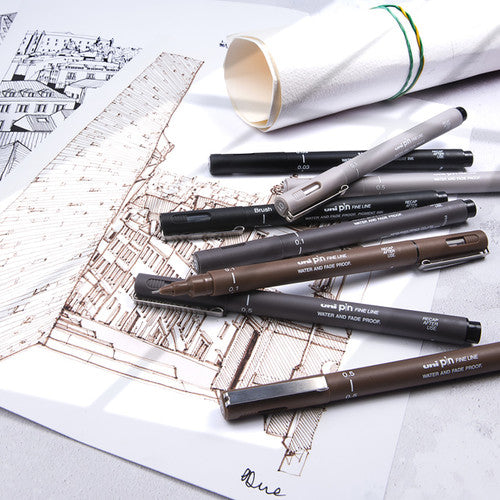 Uni Pin Fineliner 0.5mm Sepia Box of 12
