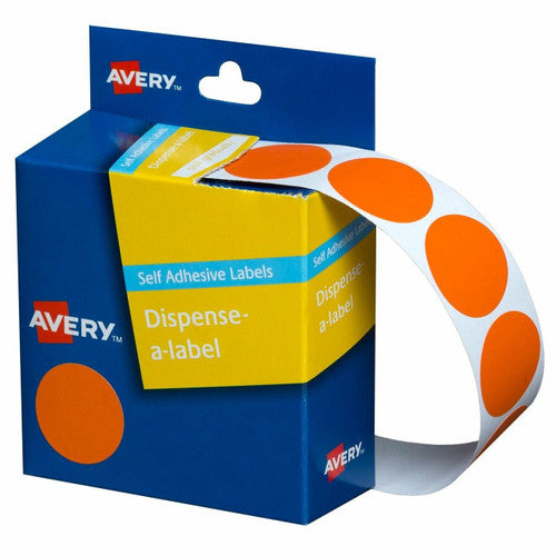 Avery Orange Dispenser Labels Circle 24mm 500 Pack