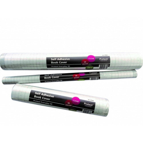 Protext Everyday Self Adhesive Book Cover 50 Micron 300mm x 15m Roll Clear