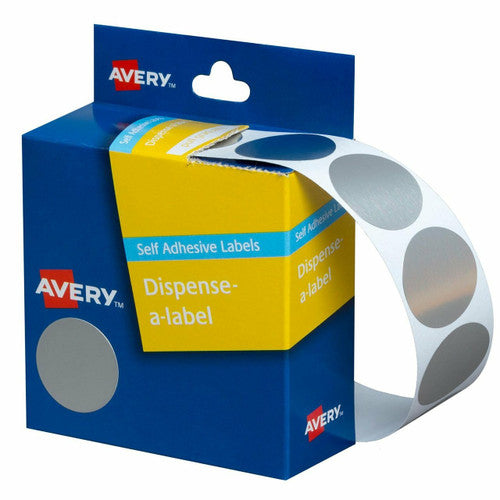 Avery Silver Dispenser Labels Circle 24mm 250 Pack