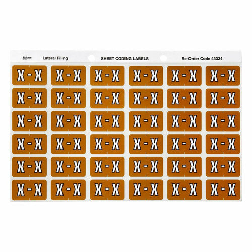 Avery Alphabetical X Side Tab Colour Coding Labels 25 x 38mm 180 Pack