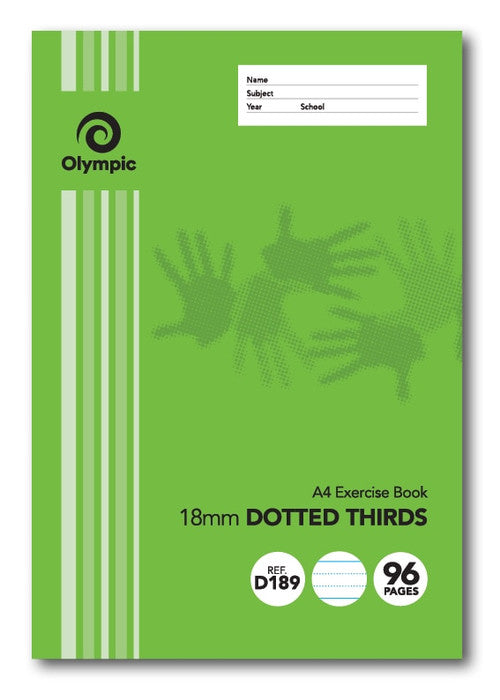 Olympic Exercise Book A4 96 Pages 18mm Dotted Thirds Ruled Pack of 10