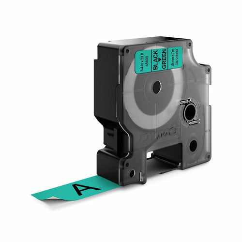Dymo D1 Label Tape 19mm x 7m Black on Green