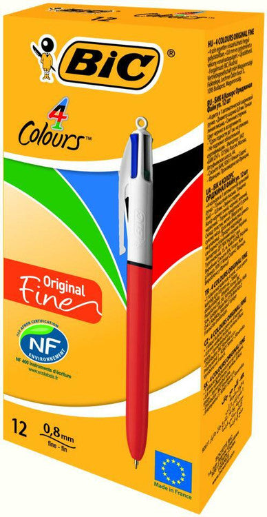 BIC 24543 4 Colours Fine Ballpoint Pen Box of 12