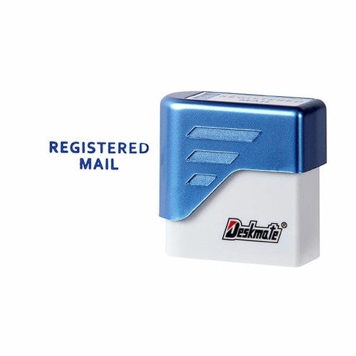 DeskMate Pre-Inked Office Stamp Registered Mail Blue