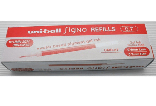 Uni-Ball UMR-87 Refill for Signo Retractable Pen 0.7mm Red Box of 12
