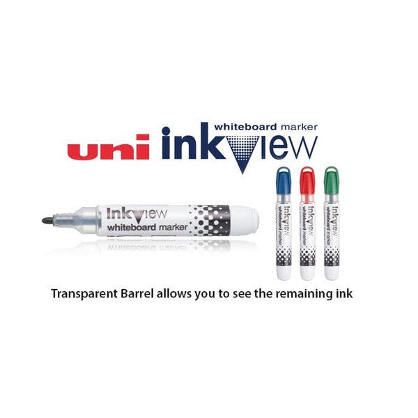 Uni Inkview Whiteboard Marker Bullet Tip 1.8mm Blue Box of 12