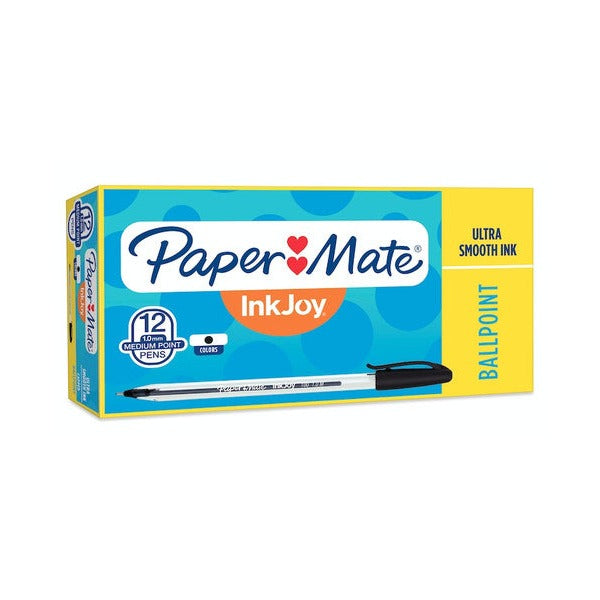 Papermate Inkjoy 50ST/100ST Capped Ballpoint Pen Medium Black Box of 12