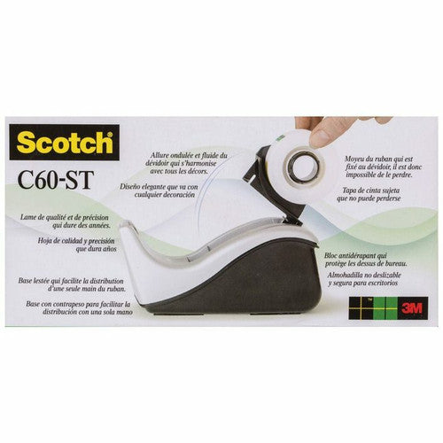 Scotch Desktop Tape Dispenser (No Tape) C60-ST Silver Black