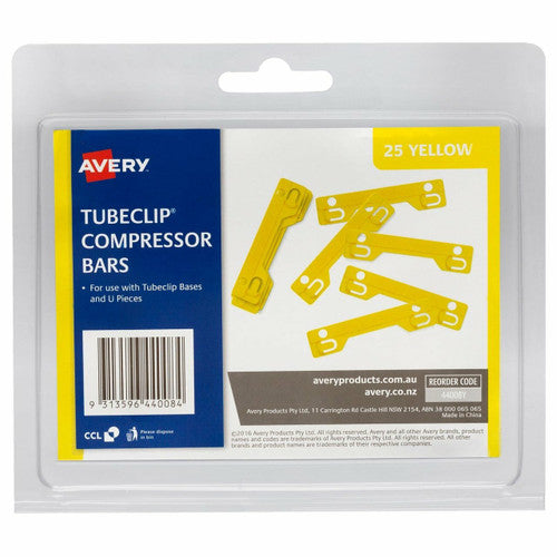 Avery Tubeclip Compressor Bar Yellow Pack 25