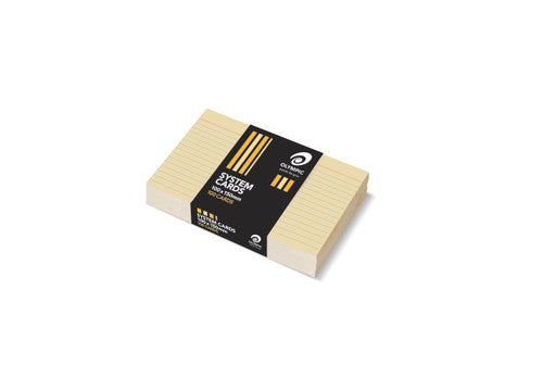 Olympic System Cards 100 x 150mm 6mm Ruled Buff Pack of 100