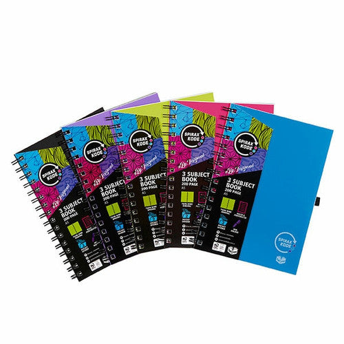 Spirax Kode 3 Subject Book A5 200 Pages Assorted