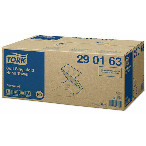Tork Soft Singlefold Hand Towel 2 Ply Advanced H3 White Carton of 15 x 250 Sheets
