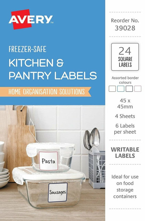 Avery Assorted Square Kitchen and Pantry Labels 45 x 45mm 24 Pack