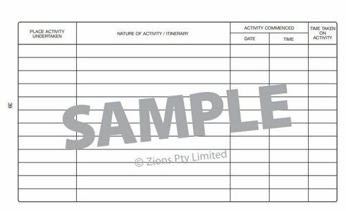Zions Combined Vehicle Log and Travel and Expenses Record Book