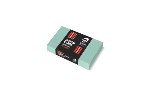Olympic System Cards 75 x 125mm 6mm Ruled Green Pack of 100