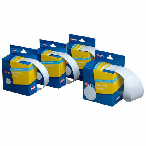 Avery White Dispenser Labels Circle 14mm 1200 Pack