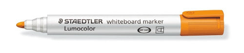 Staedtler Lumocolor 351-4 whiteboard marker orange box of 10 showing bullet tip markers for accent colour whiteboard annotation
