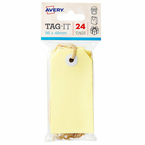 Avery Tag-It with String Size 3 Pastel Yellow Pack 24