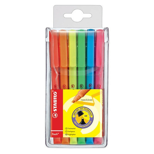 Stabilo Flash Highlighter Wallet of 6 Assorted Colours