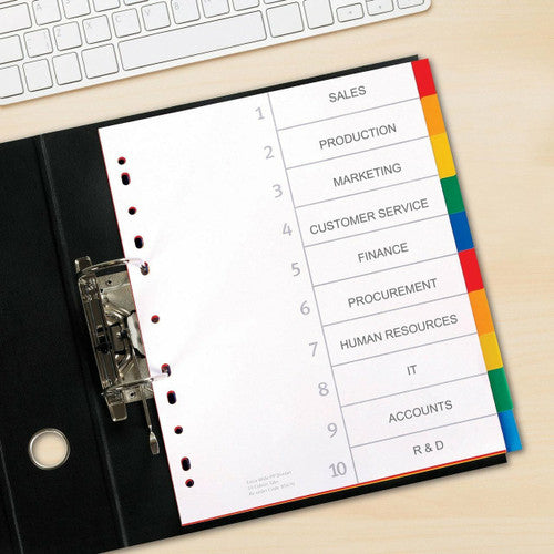 Avery Multi-Coloured Extra Wide Polypropylene Dividers 10 Tabs
