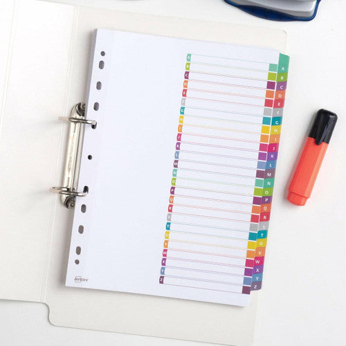 Avery Customisable Table of Contents Dividers A-Z Tabs Landscape Portrait Ready Index 922007 L7411-26
