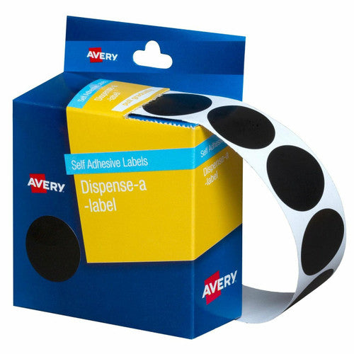 Avery Black Dispenser Labels Circle 24mm 500 Pack