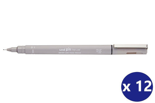 Uni Pin Fineliner 0.1mm Light Grey Box of 12