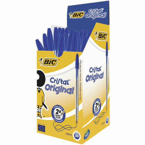 BIC Cristal Ballpoint Pens Medium Blue Box of 50