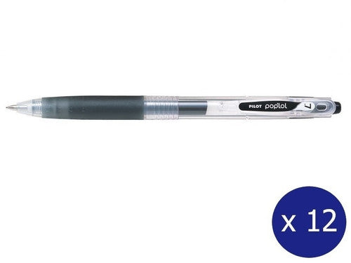 Pilot Poplol Retractable Gel Pen 0.7mm Black Box of 12