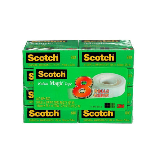 Scotch 810-8PK-BXD Magic Tape 19mm x 25.4m Pack of 8