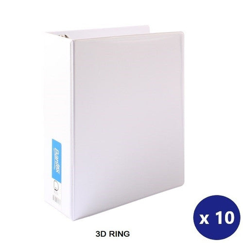 Bantex A4 Insert Binder Standard PP 3D 65mm White Box of 10