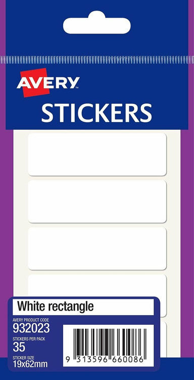 Avery White Multi-Purpose Stickers Rectangle 62 x 19mm 35 Pack