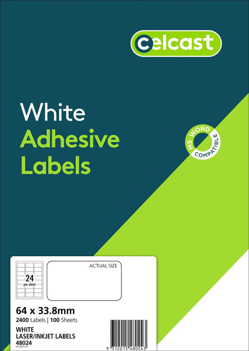 Celcast Labels 264 x 33.8mm 100 Pack 24UP