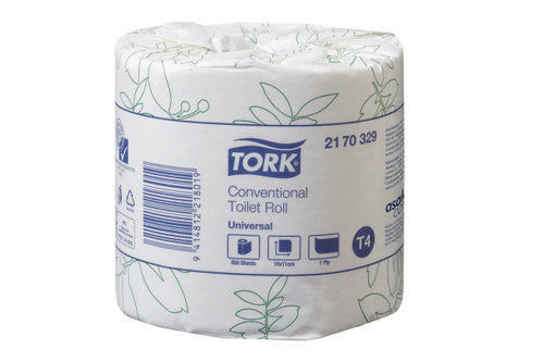 Tork Conventional Toilet Roll 1 Ply Universal T4 White Carton of 48 Rolls