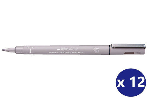 Uni Pin Brush Tip Fineliner Light Grey Box of 12
