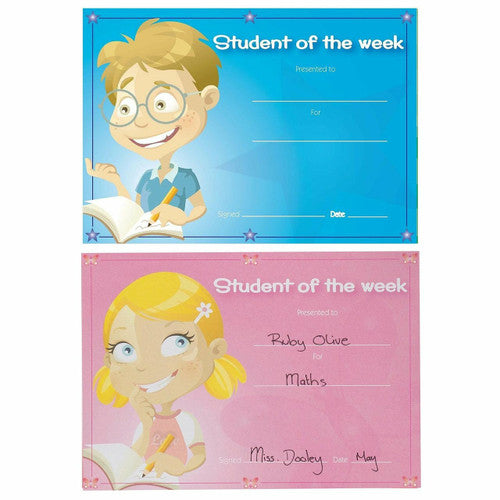 Avery Merit Certificates Student of the Week Boy and Girl 36 Pack
