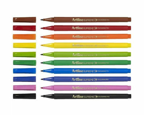 Artline Supreme Fineliner Pen 0.6mm Assorted Pack of 10