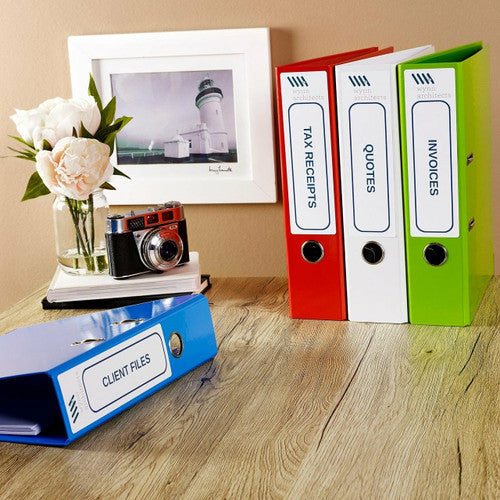 Avery White TrueBlock Lever Arch Labels L7171 100 Pack 200 x 60mm 4UP