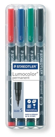 Staedtler Lumocolor Permanent Pen Superfine Assorted Wallet of 4 313 WP4