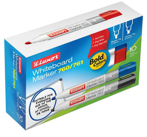 Luxor Non-Permanent Whiteboard Marker Bullet Green Box of 10