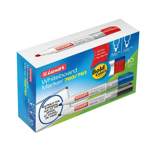 Luxor Non-Permanent Whiteboard Marker Bullet Green Box of 10