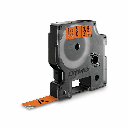 Dymo D1 Durable Label Tape 12mm Black on Orange