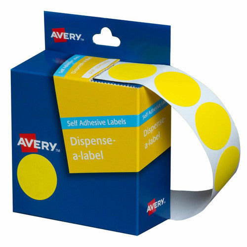 Avery Yellow Dispenser Labels Circle 24mm 500 Pack