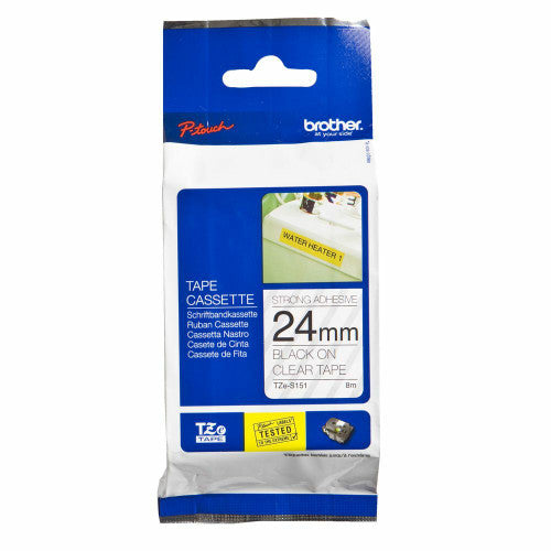 Brother TZe Strong Adhesive Tape 24mm Black on Clear TZES151