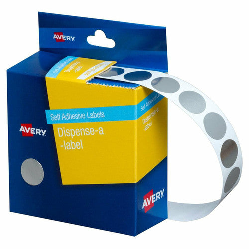 Avery Silver Dispenser Labels Circle 14mm 500 Pack