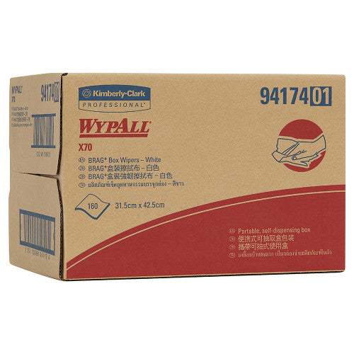 WypAll X70 Brag Box Wiper White Box of 160