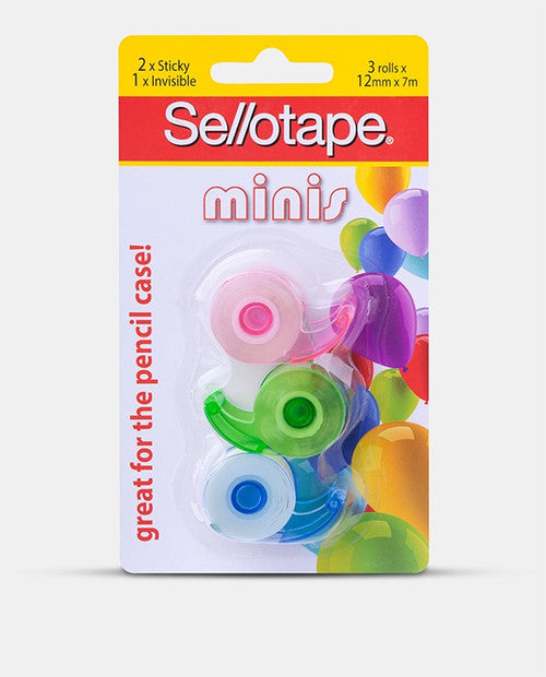 Sellotape Mini Sticky and Invisible Tape with Dispenser 12mm x 7m Pack of 24