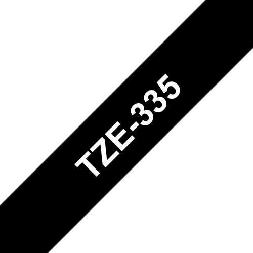 Brother TZe Tape 12mm White on Black TZE335