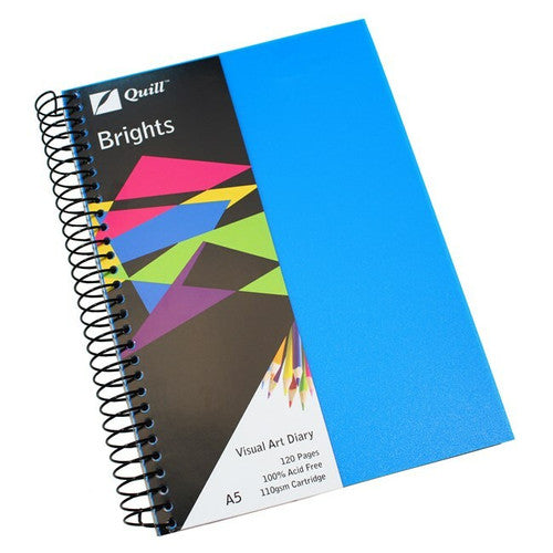 Quill Visual Art Diary PP 110gsm A5 120 Pages Marine Blue Pack of 5